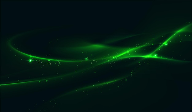 Free vector green abstract sparkly background with soft waves and sparkles neon soft futuristic banner