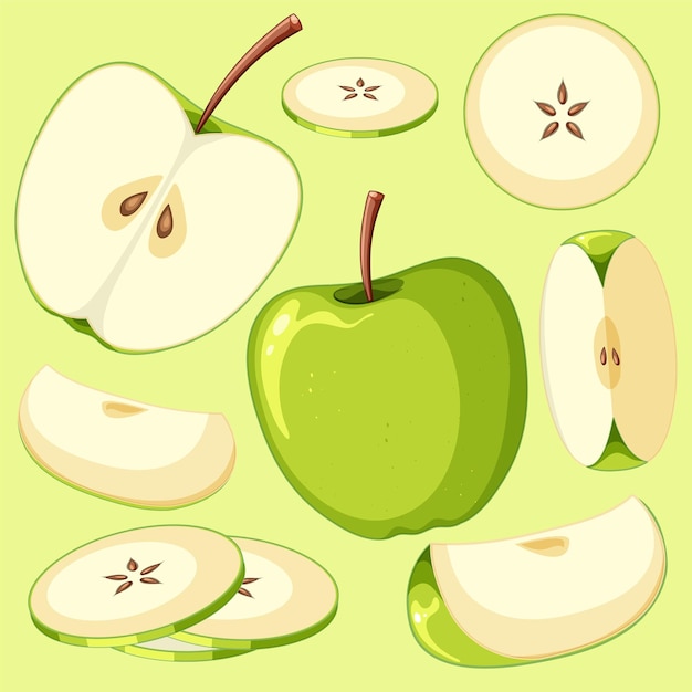 Free vector green apple on green background