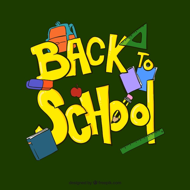 Free Vector green background with school supplies for back to school