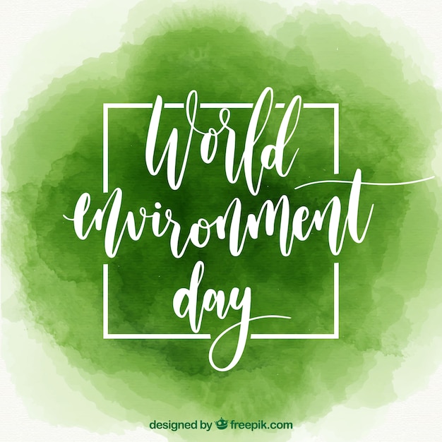 Free Vector green background for world environment day in watercolor style