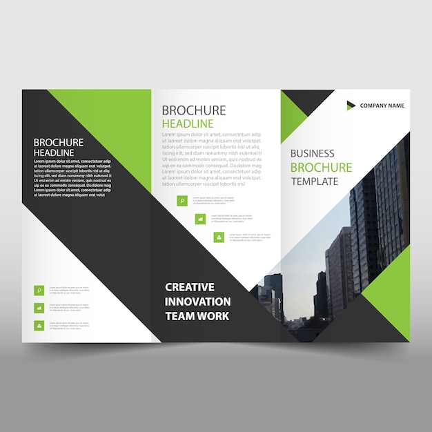 Green and black trifold leaflet template