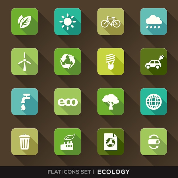 Green and blue icons about ecology