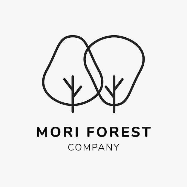 Green business logo template, branding design vector, mori forest text