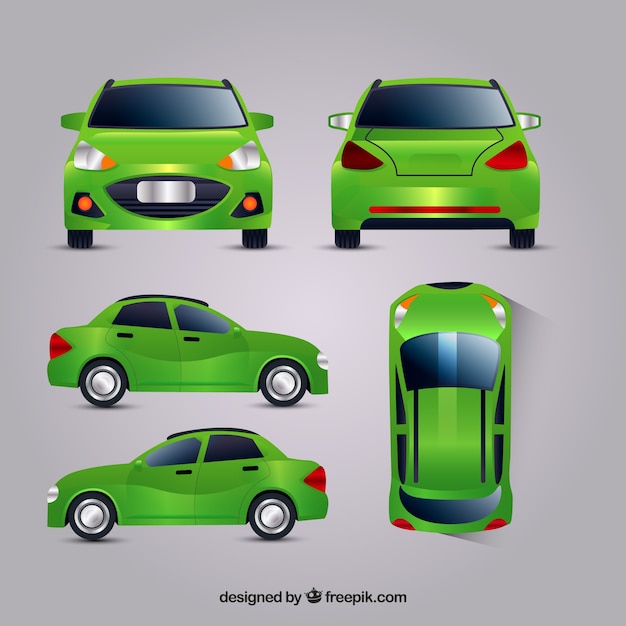 Free Vector green car in different views