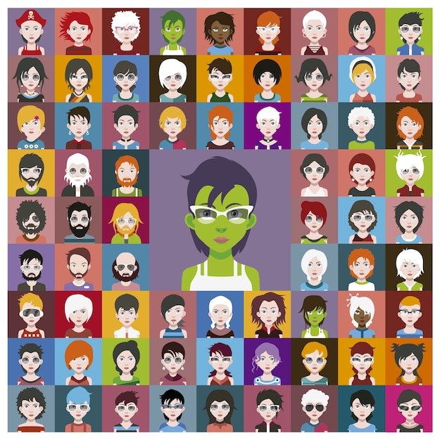 Free vector green characters collection