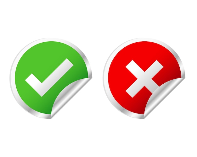 Free vector green check mark and red cross stickers