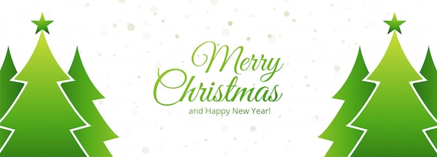 Green christmas tree card banner holiday 