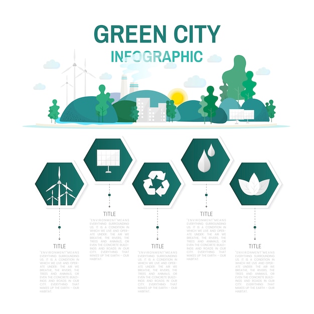 Free Vector green city infographic environmental conservation vector