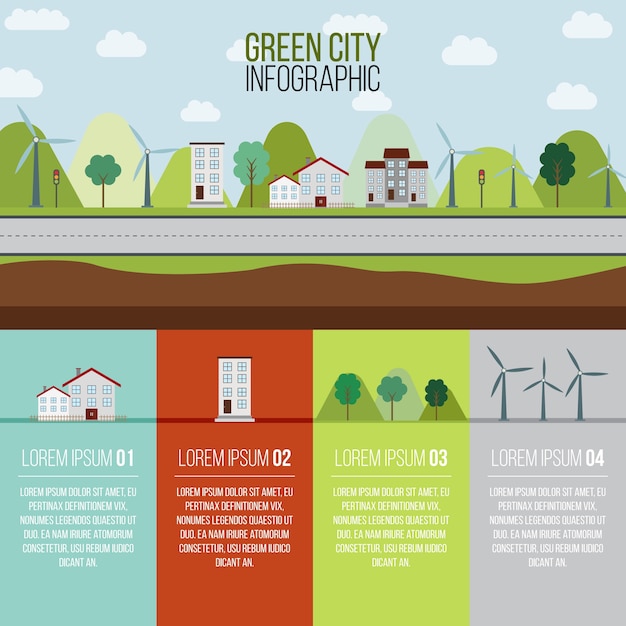 Free Vector green city infography