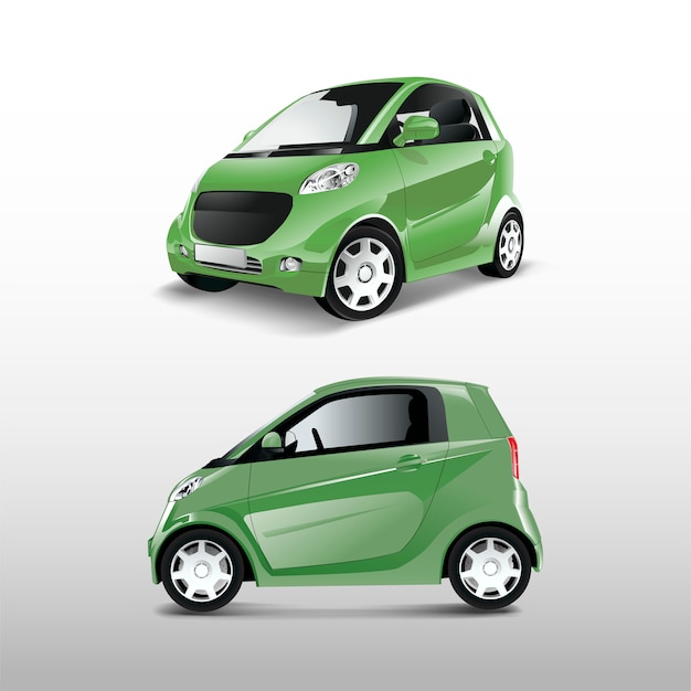 Green compact hybrid car vector