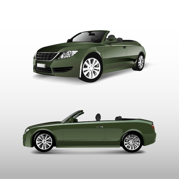 Free Vector green convertible car isolated on white vector