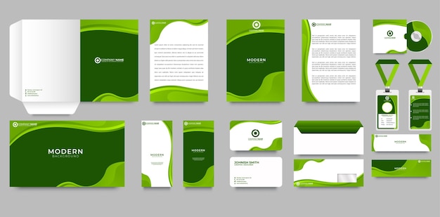 Free Vector green corporate identity design template