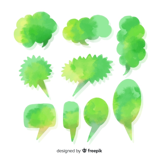 Green diverse watercolored speech bubbles