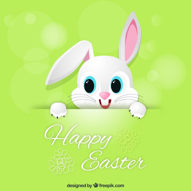 Green easter card with cute bunny