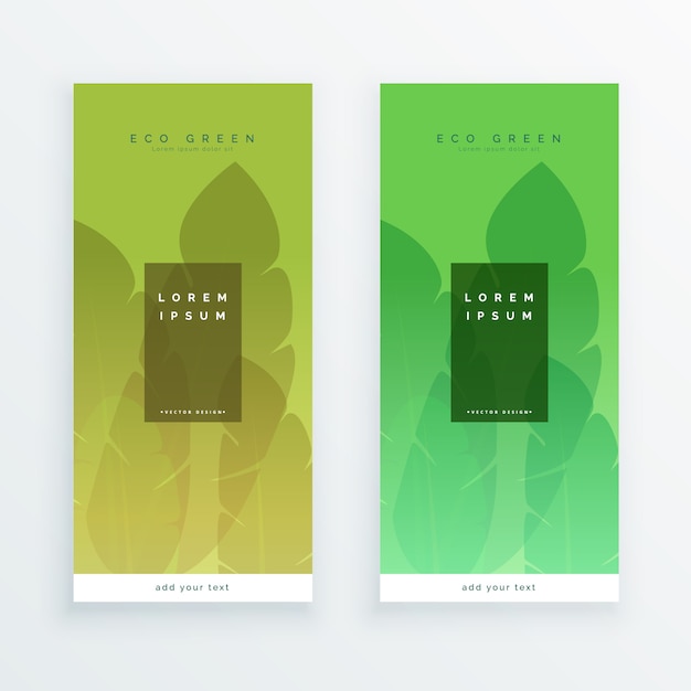 Free Vector green eco leaves banners design