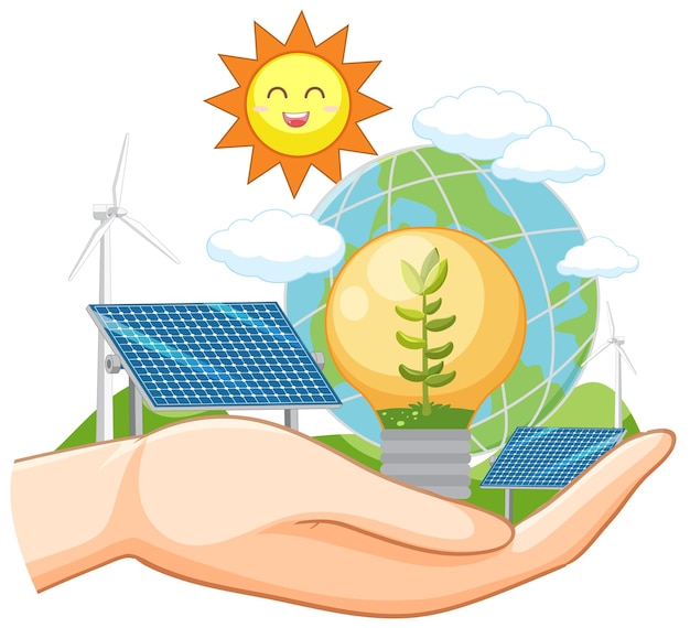 Free Vector green energy from natural resources vector concept