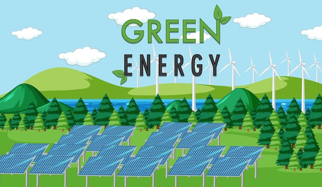 Free vector green energy generated by solar panel