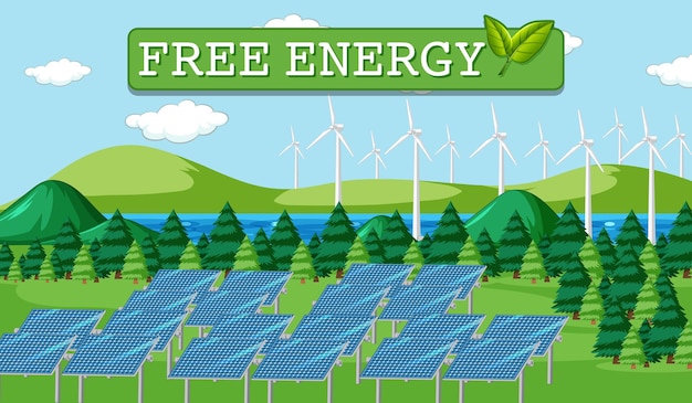 Free vector green energy generated by solar panel