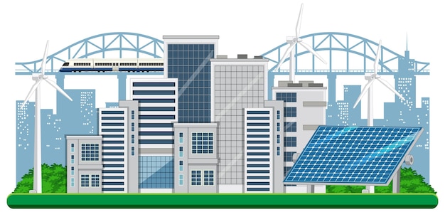 Green energy generated by wind turbine and solar panel