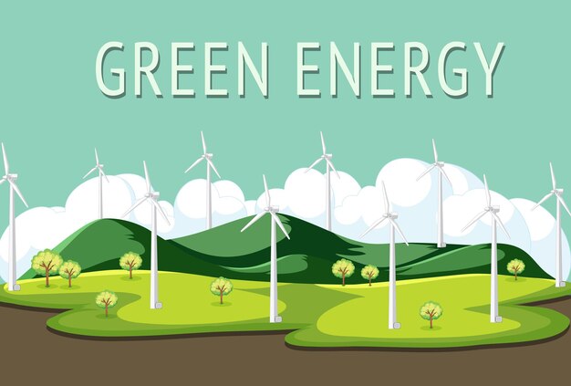 Green energy generated by wind turbine