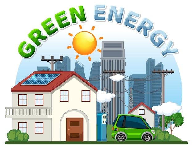 Free Vector green energy text banner design