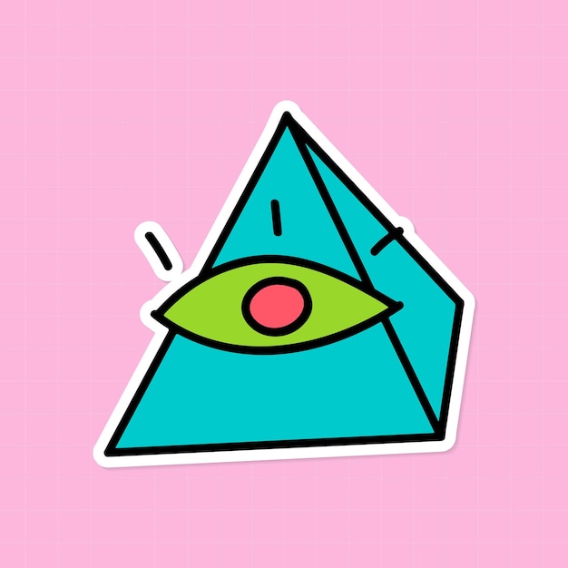 Free vector green eye of providence sticker with a white border on a pink  background vector