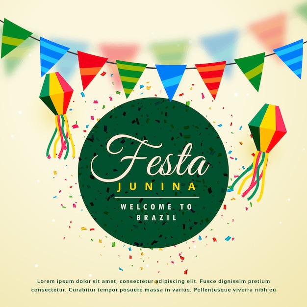 Free Vector green festa junina design with garland