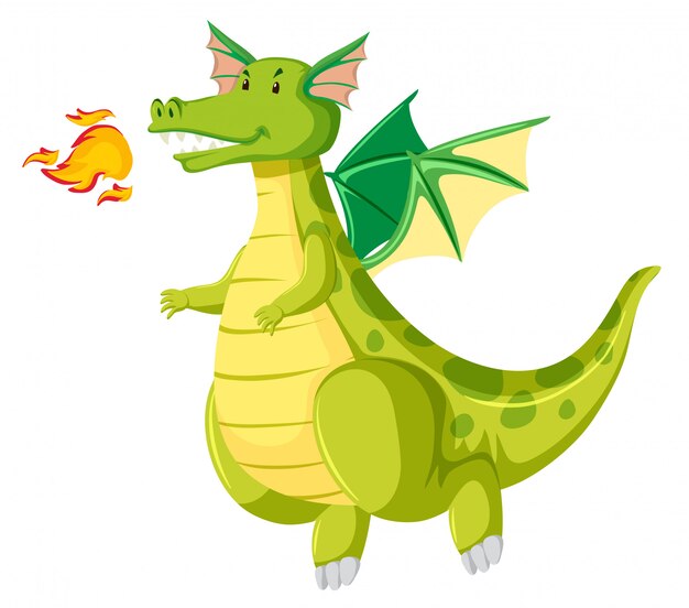 Green fire breathing dragon