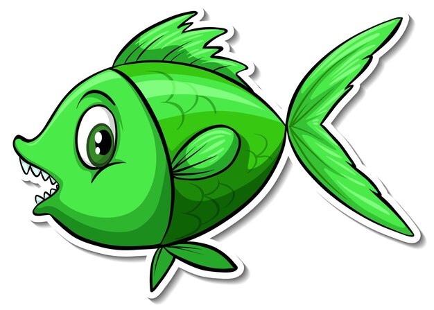 Green fish animal cartoon sticker