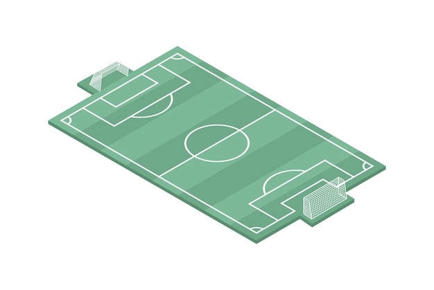 Green football field isometric icon on white background 3d vector illustration