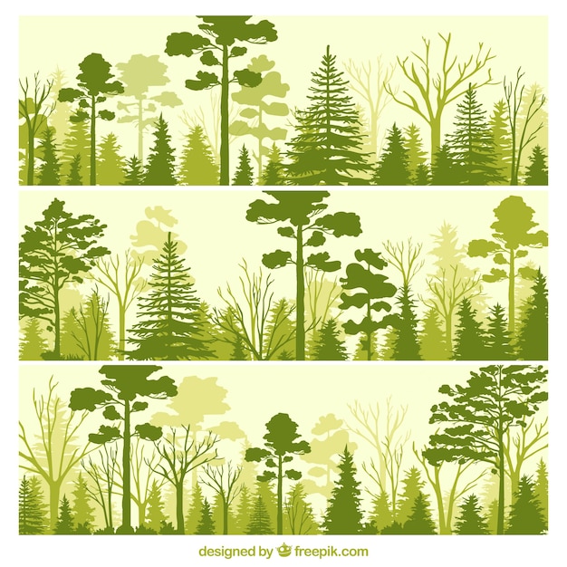 Free Vector green forest banners