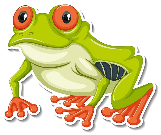 Green frog animal cartoon sticker