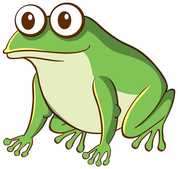 Free vector green frog animal cartoon on white background