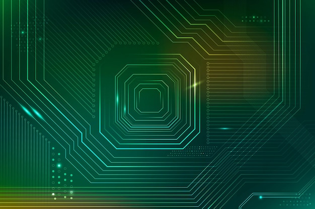 Green futuristic microchip background vector data digital transformation