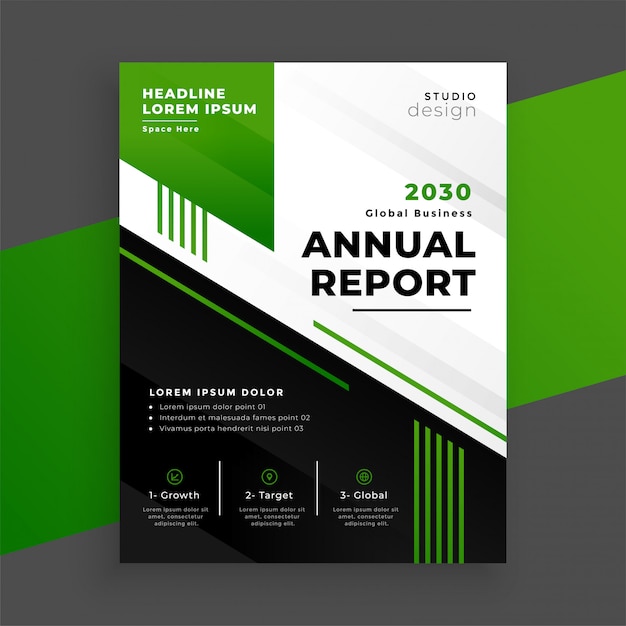 Green geometric annual report template for your business