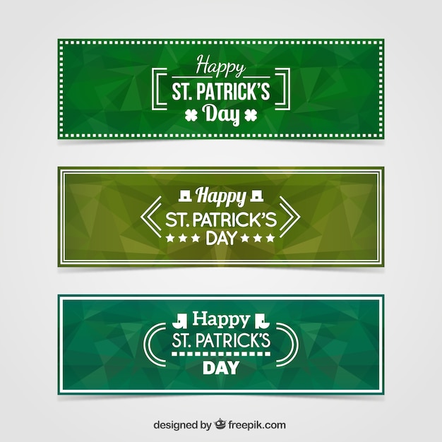 Free Vector green geometric st. patrick's day  banners