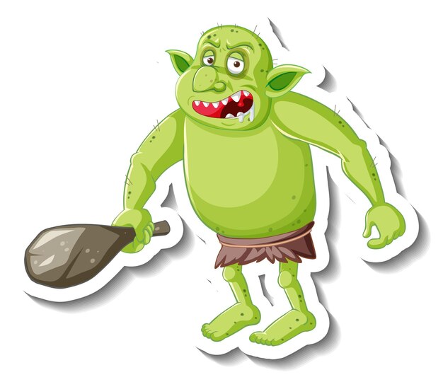 Green goblin or troll cartoon character sticker