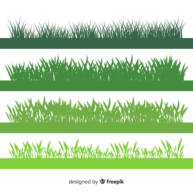 Green grass border silhouettes collection