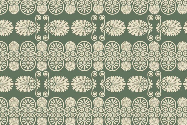 Green Greek key seamless pattern