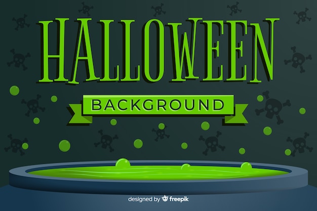 Green halloween background with flat design