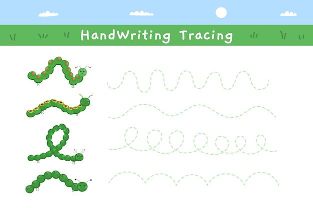 Free vector green handwriting practice worksheet