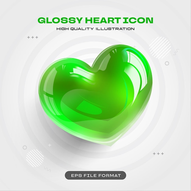 Free Vector green heart icon 3d render illustration