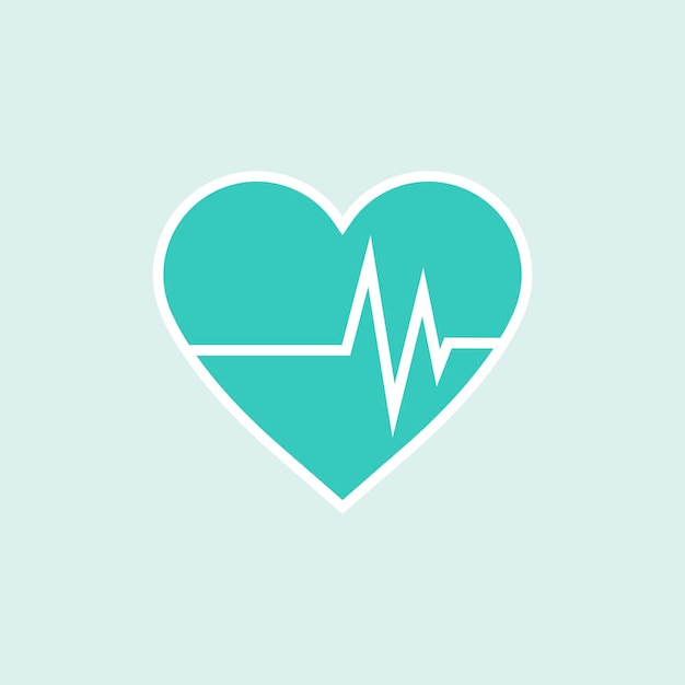 Free vector green heart with cardiograph element