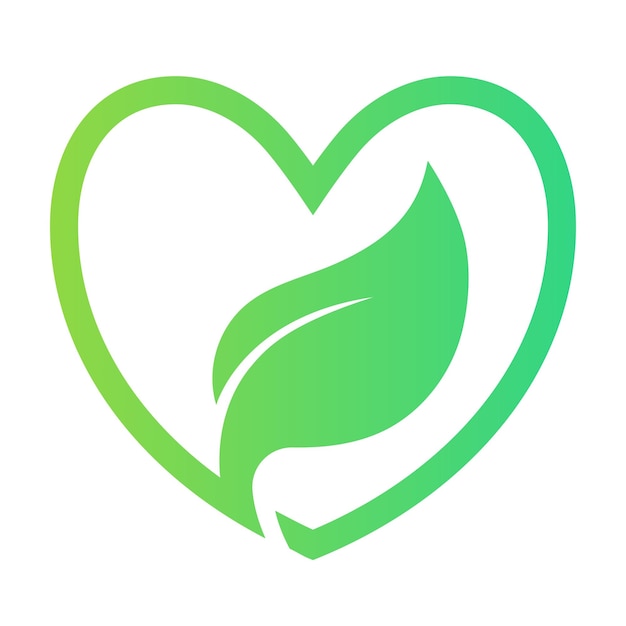 Free Vector green heart with leaf outline