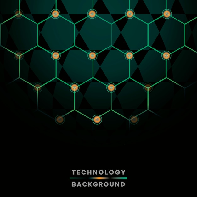 Green hexagon network technology background vector