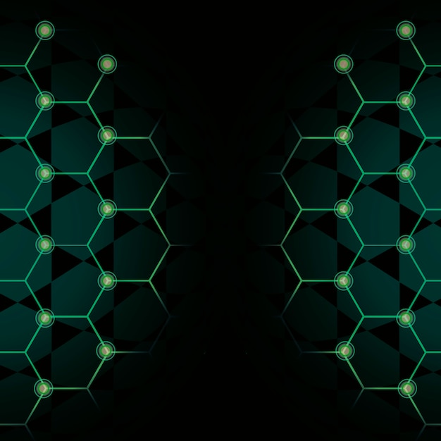 Green hexagon network technology background vector