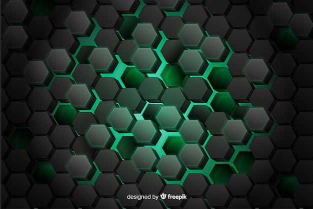 Green honeycomb of digital circuit background