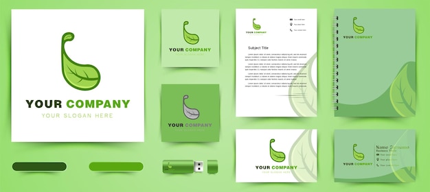 Free Vector green leaf healthy logo and business branding template designs inspiration isolated on white background