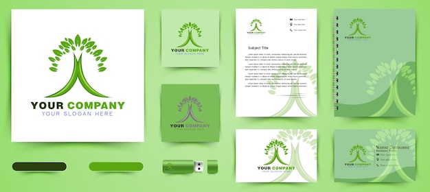 Green leaf Healthy logo and business branding template Designs Inspiration Isolated on White Background