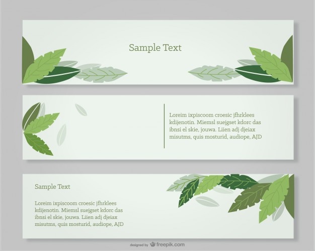 Free vector green leaves banners set design